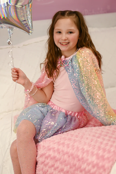 Ombre Pastel Rainbow Sequins Skirt Size 4-6