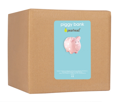 Classic Ceramic Piggy Bank - Pink with White Polka Dots