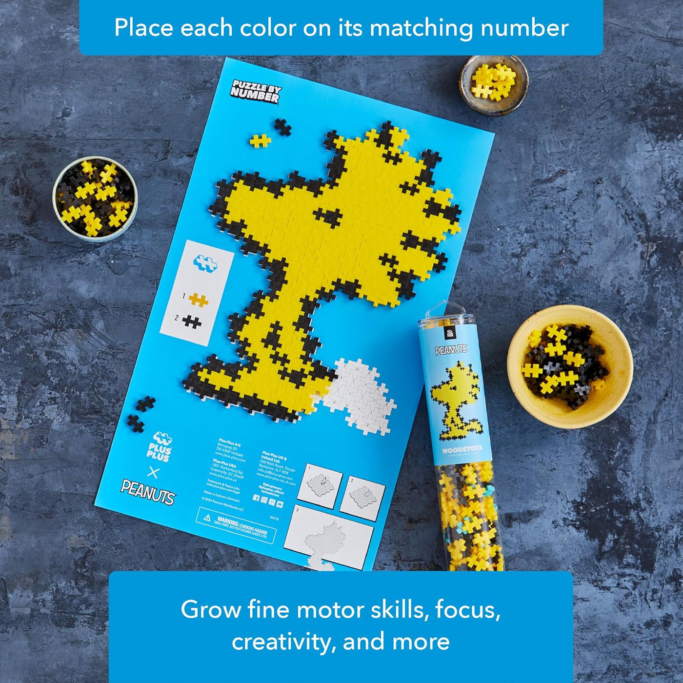 Plus Plus Peanuts 275 Piece Puzzle by Number Woodstock