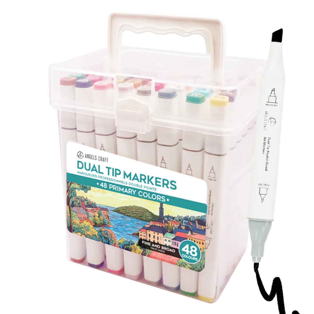Angels Craft 48 Primary Dual Tip Alcohol Based Markers