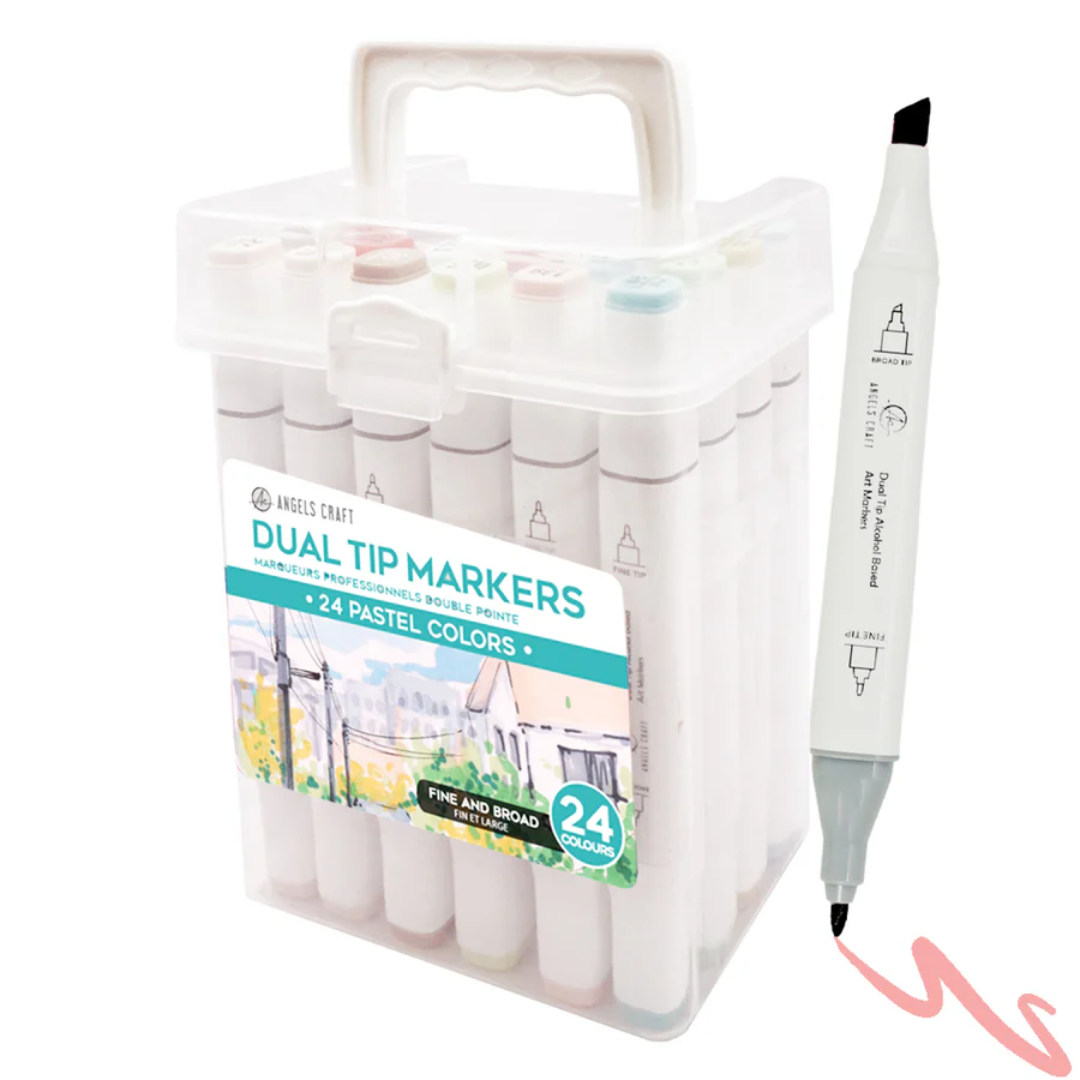 Angels Craft 24 Pastel Dual Tip Alcohol Based Markers
