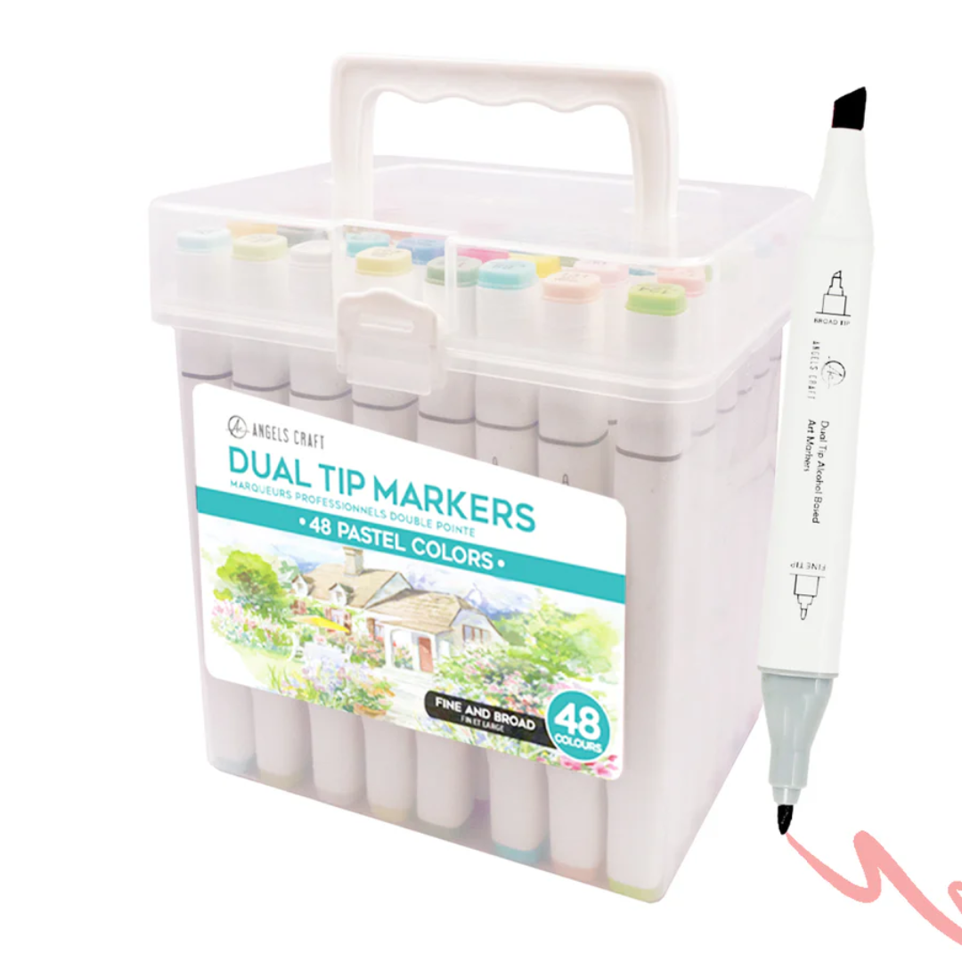 Angels Craft 48 Pastel Dual Tip Alcohol Based Markers