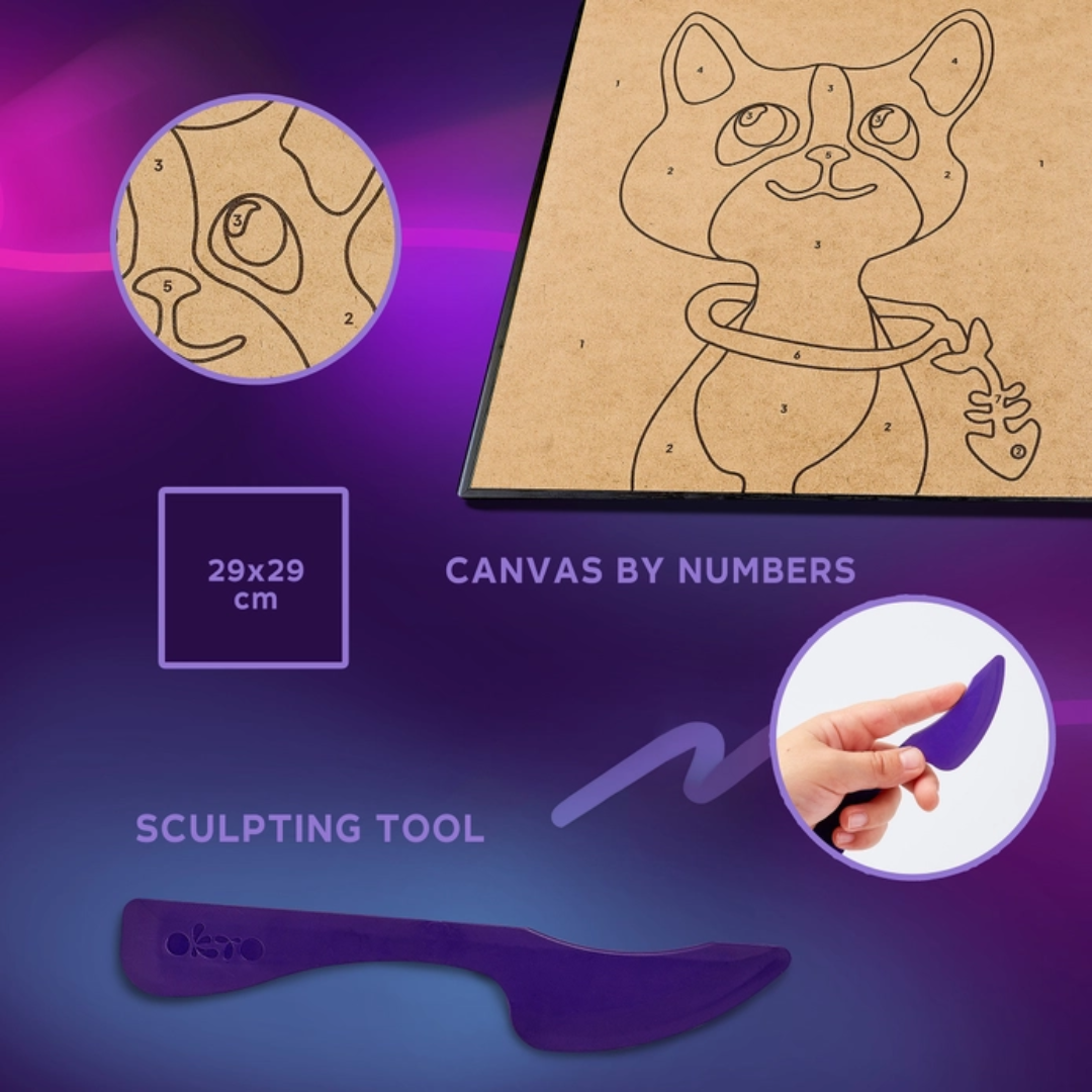 OKTO Sensory Clay by Numbers Art Kit - Cat
