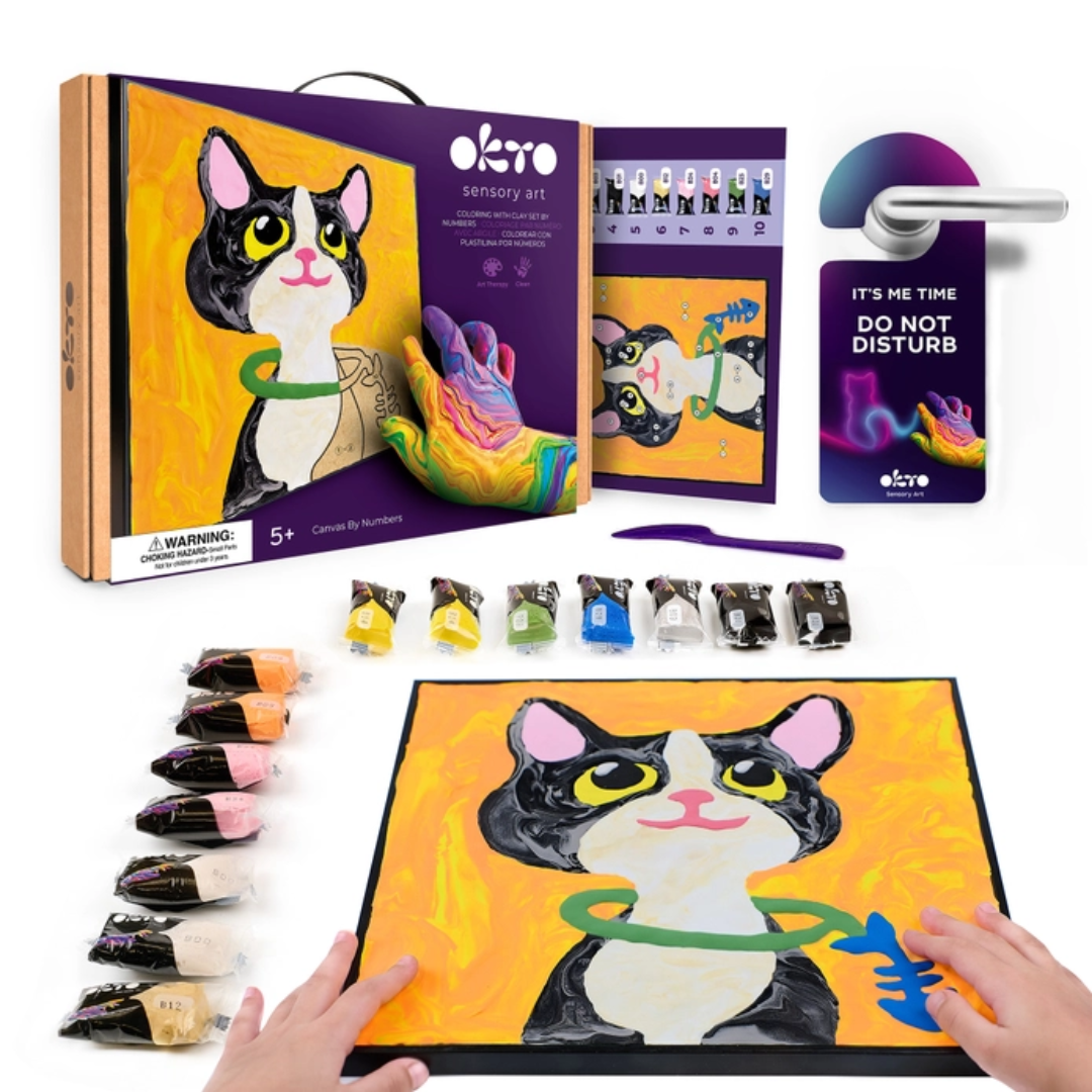 OKTO Sensory Clay by Numbers Art Kit - Cat