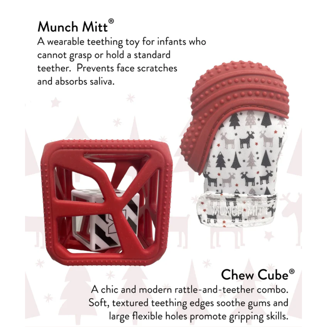 Limited Edition Red Holiday Munch Mitt Chew Cube Set