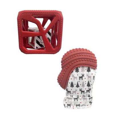 Limited Edition Red Holiday Munch Mitt Chew Cube Set