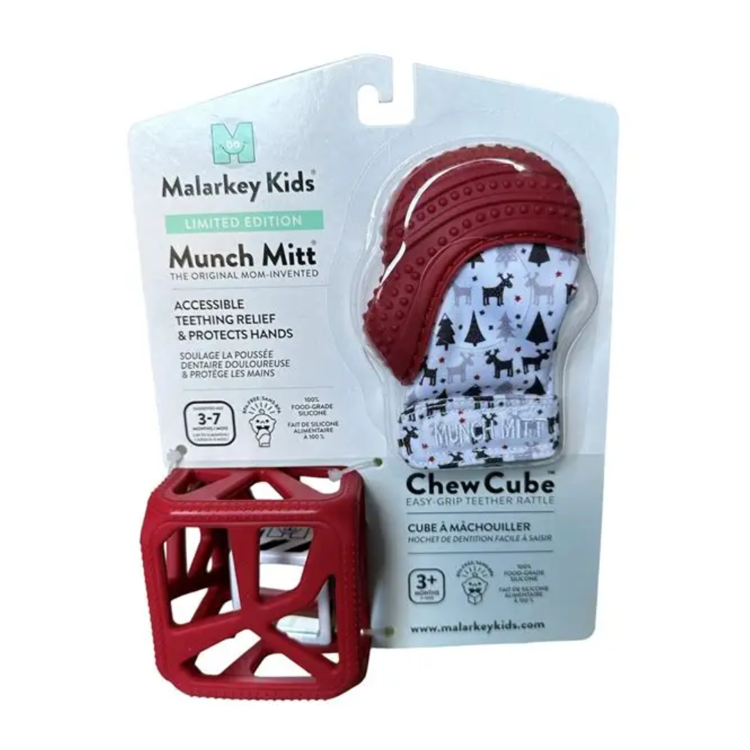 Limited Edition Red Holiday Munch Mitt Chew Cube Set