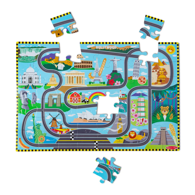 Race Around the World Floor Puzzle with Track & Cars