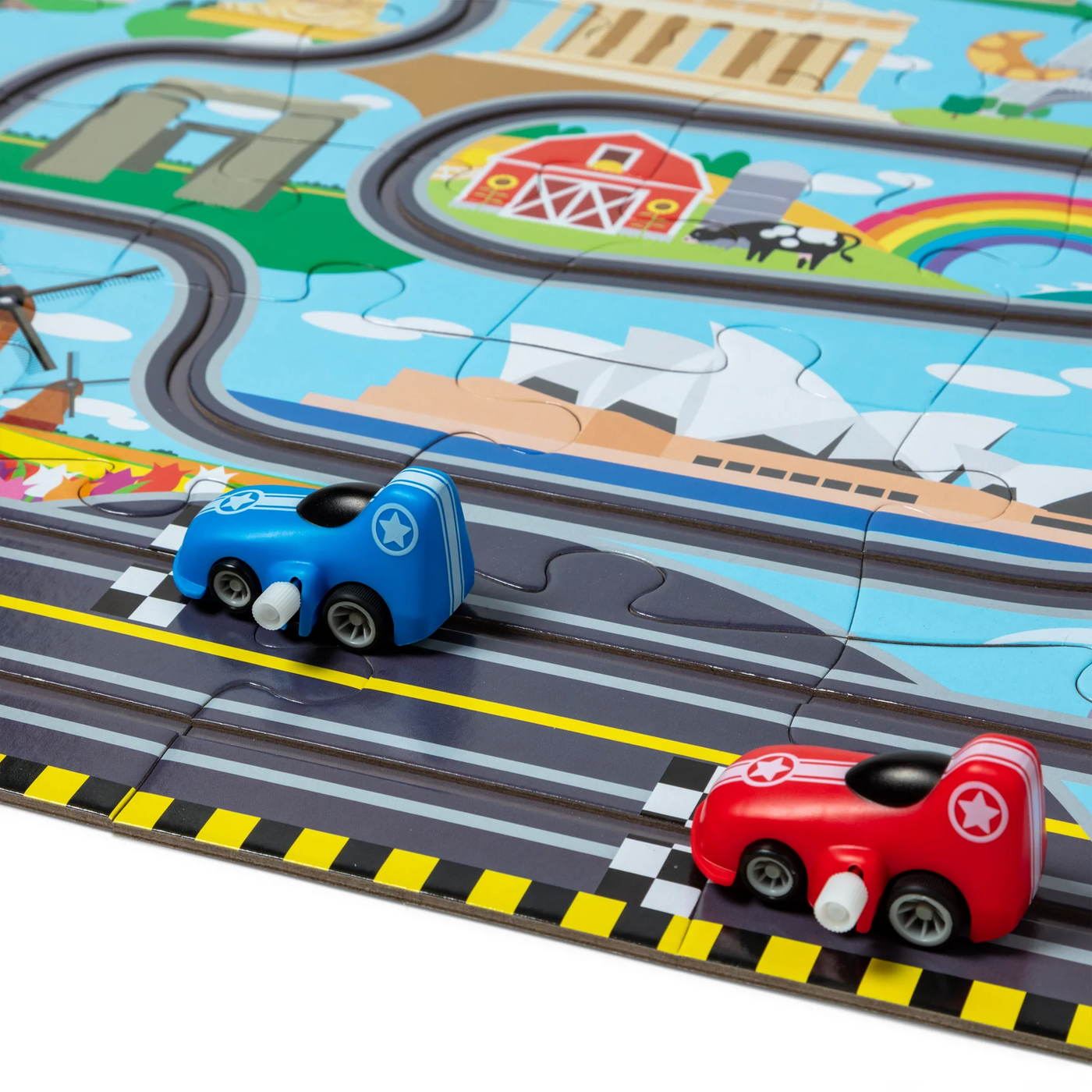 Race Around the World Floor Puzzle with Track & Cars