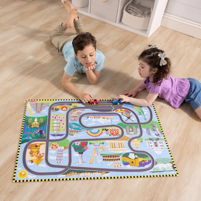 Race Around the World Floor Puzzle with Track & Cars