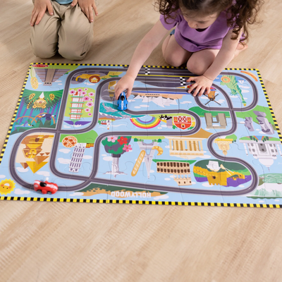 Race Around the World Floor Puzzle with Track & Cars
