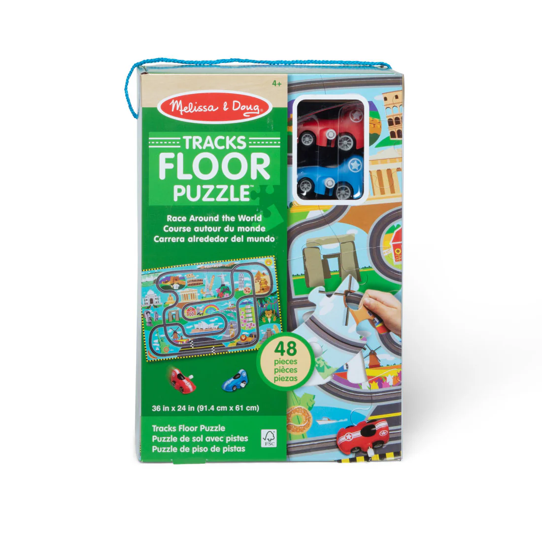 Race Around the World Floor Puzzle with Track & Cars