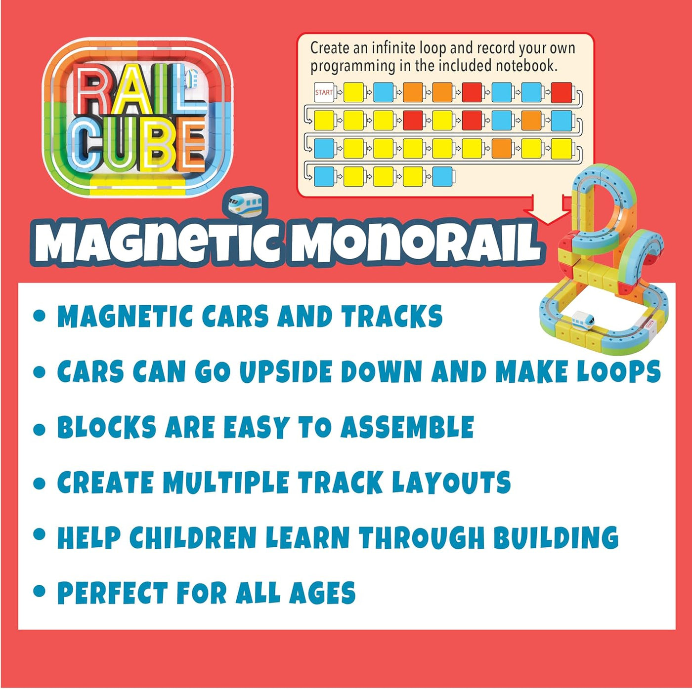 Rail Cube Magnetic Monorail Starter 32 Block Set