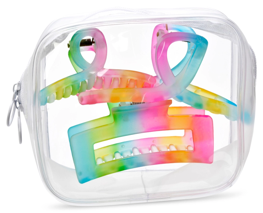3 Pack Rainbow Clips in Reusable Pouch