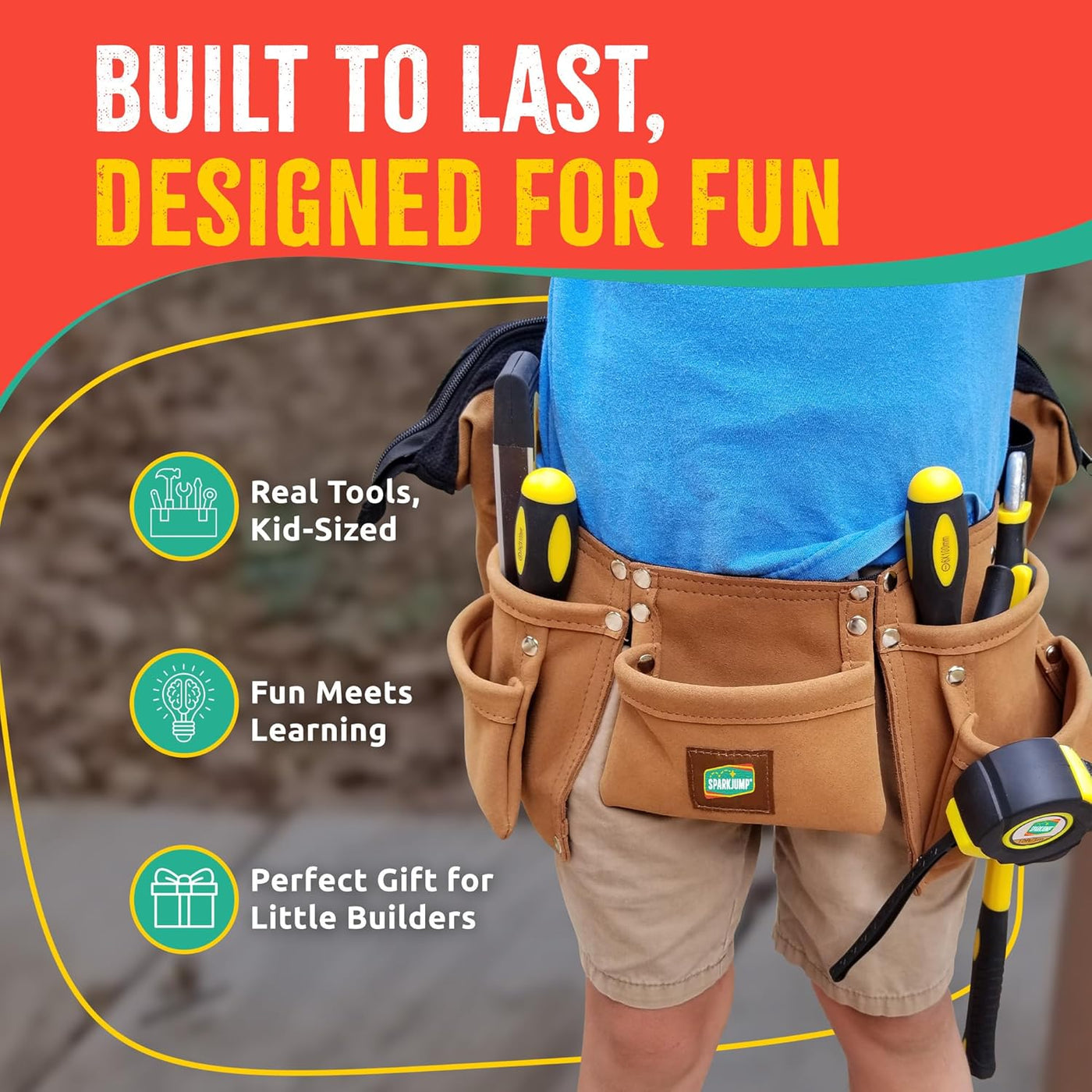 Kids Deluxe Tool Set with Belt and Case
