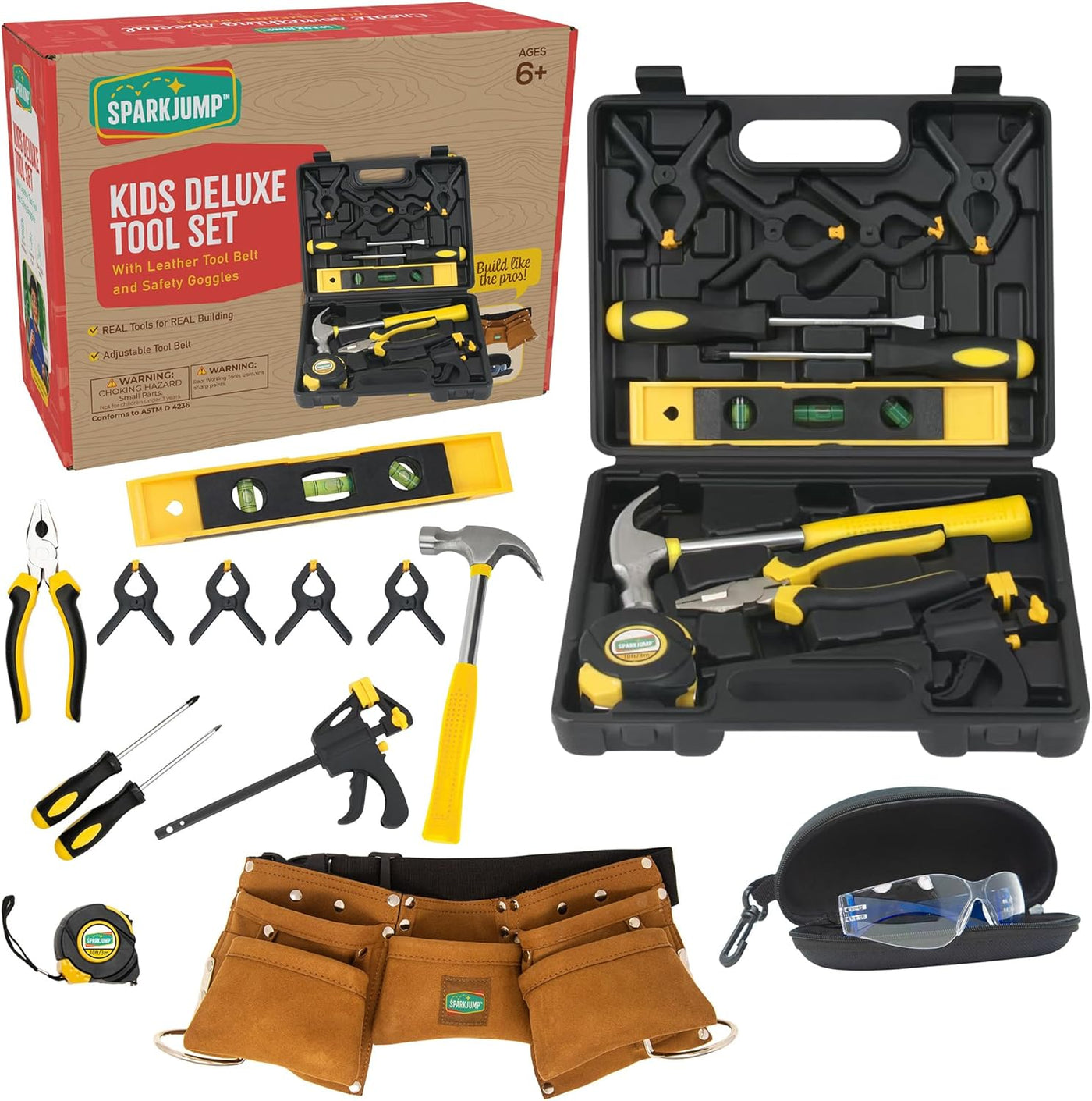 Kids Deluxe Tool Set with Belt and Case