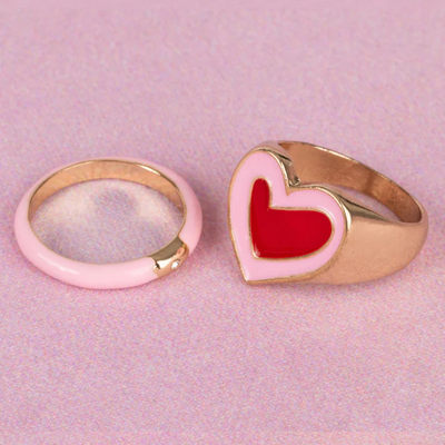 Tickled Pink 2 pc Ring Set