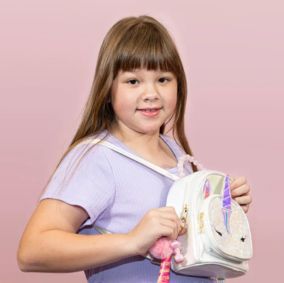 Unicorn Tiny Backpack with Lip Gloss and Hair Clips