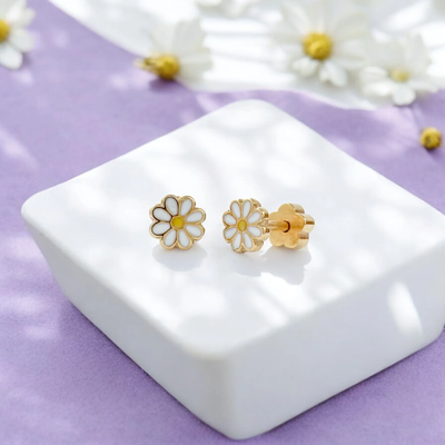 Tiny Stud Classic 14K Gold Plated Daisy Earrings