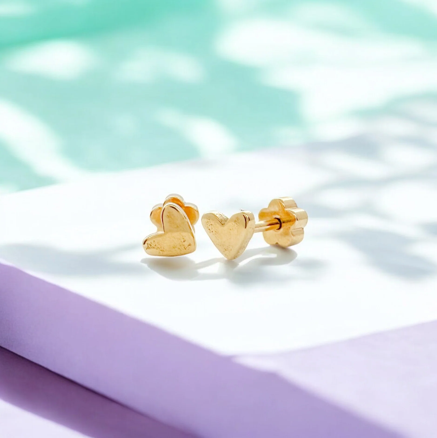 Tiny Stud Classic 14K Gold Plated Heart Earrings