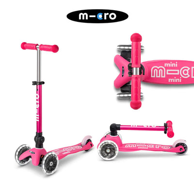 Micro Mini LED Foldable Scooter- Pink