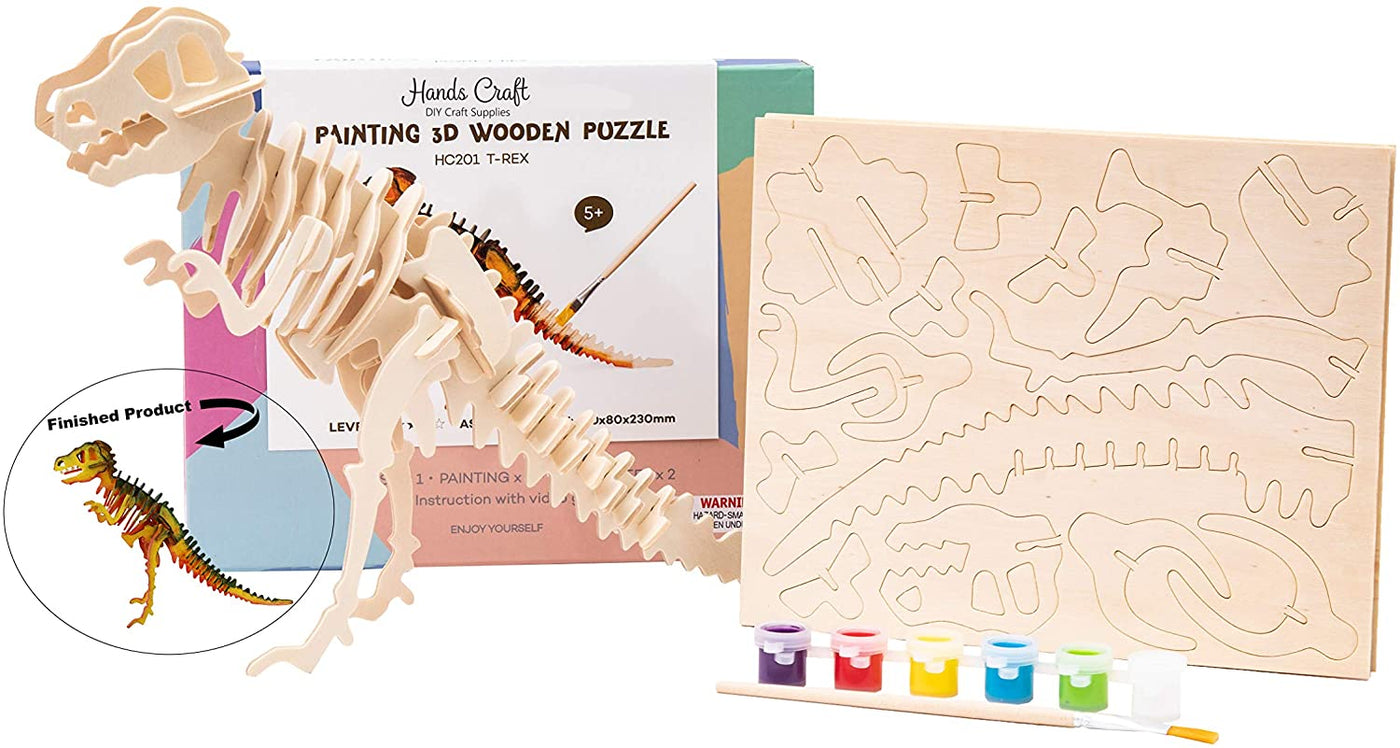 Wooden Puzzle with Paint Kit: T-Rex