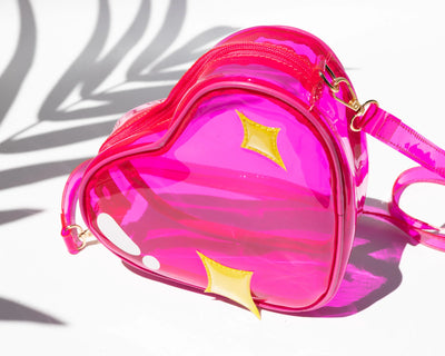 NEW! Jelly Fruit Handbag -Pink Heart w/Sparkles