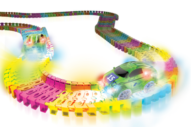 Twister Tracks (11 feet) Neon Glow Track + 1 Green Race Car