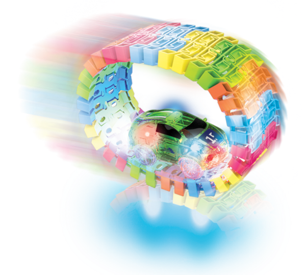 Twister Tracks (11 feet) Neon Glow Track + 1 Green Race Car