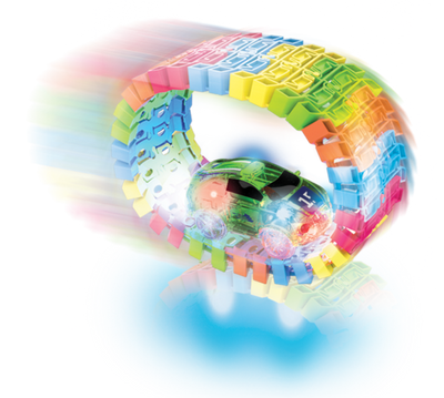 Twister Tracks (11 feet) Neon Glow Track + 1 Green Race Car