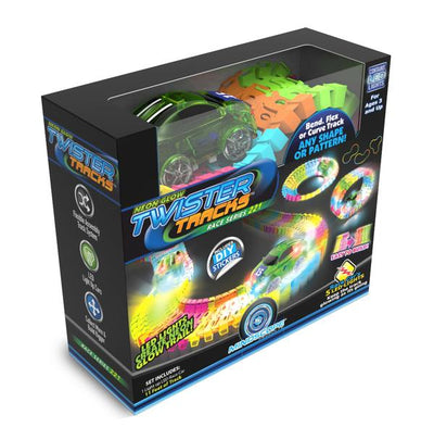Twister Tracks (11 feet) Neon Glow Track + 1 Green Race Car