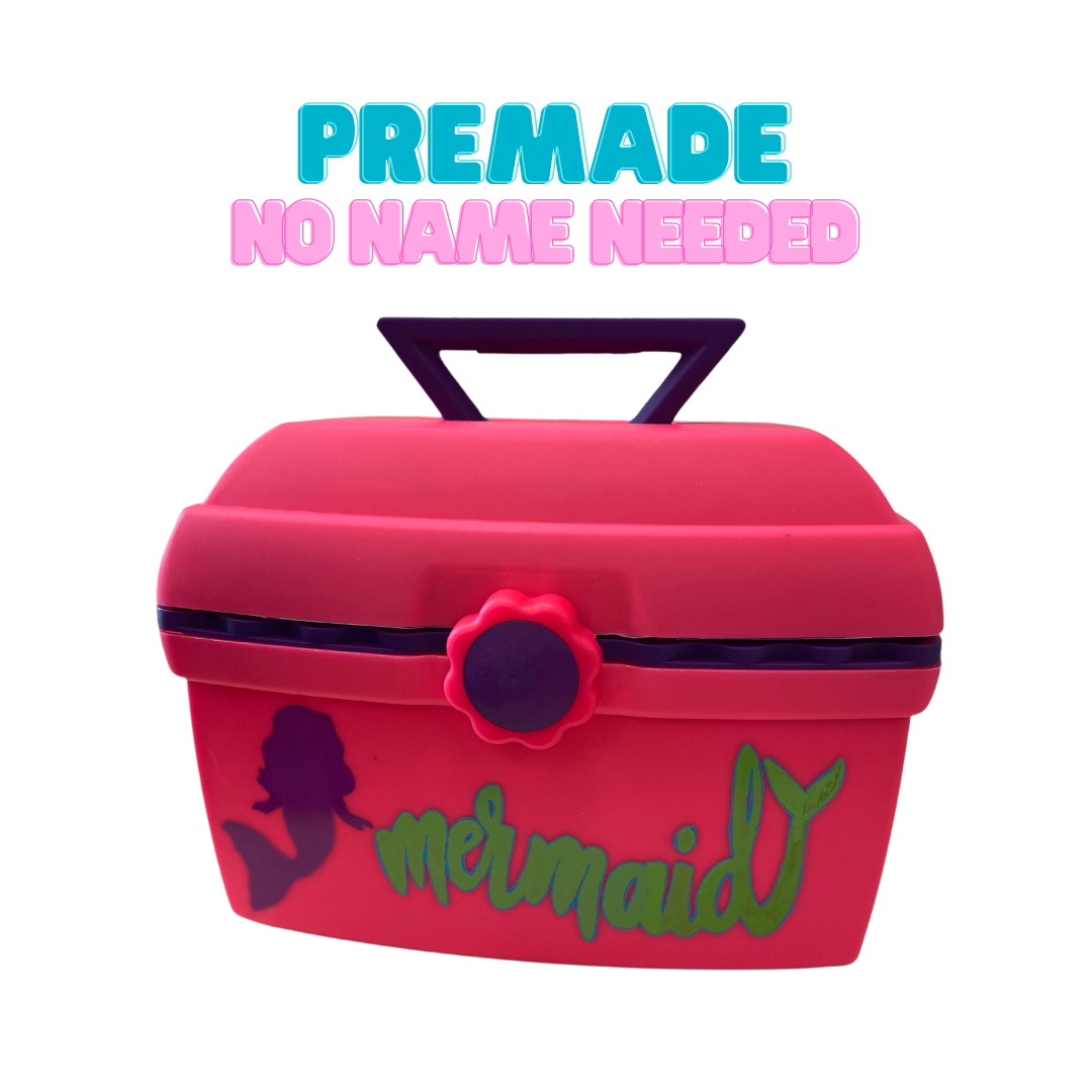 Premade Vanity Case - Pink Mermaid, No Name Needed