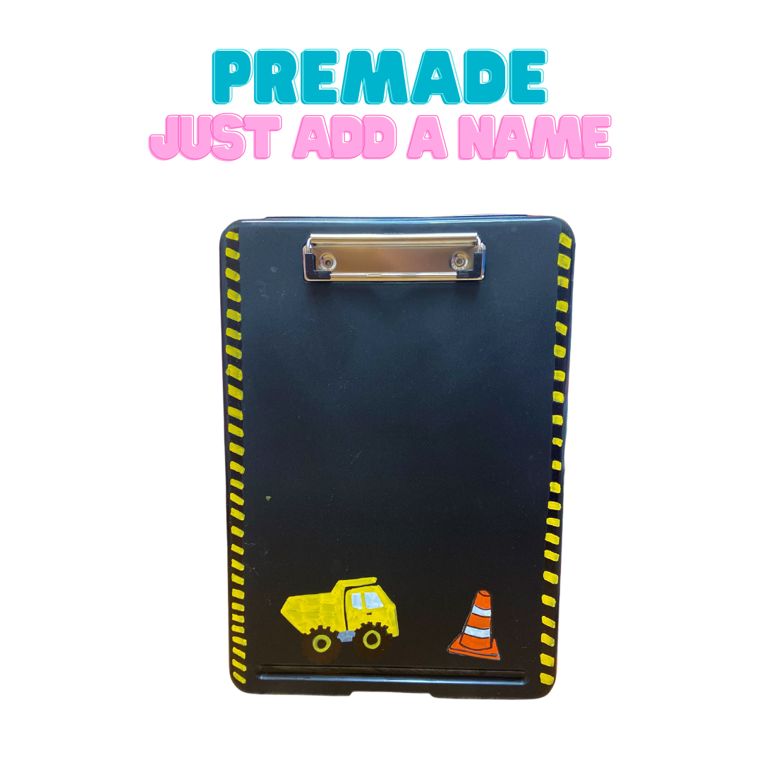 Premade Clip Case - Black with Construction theme